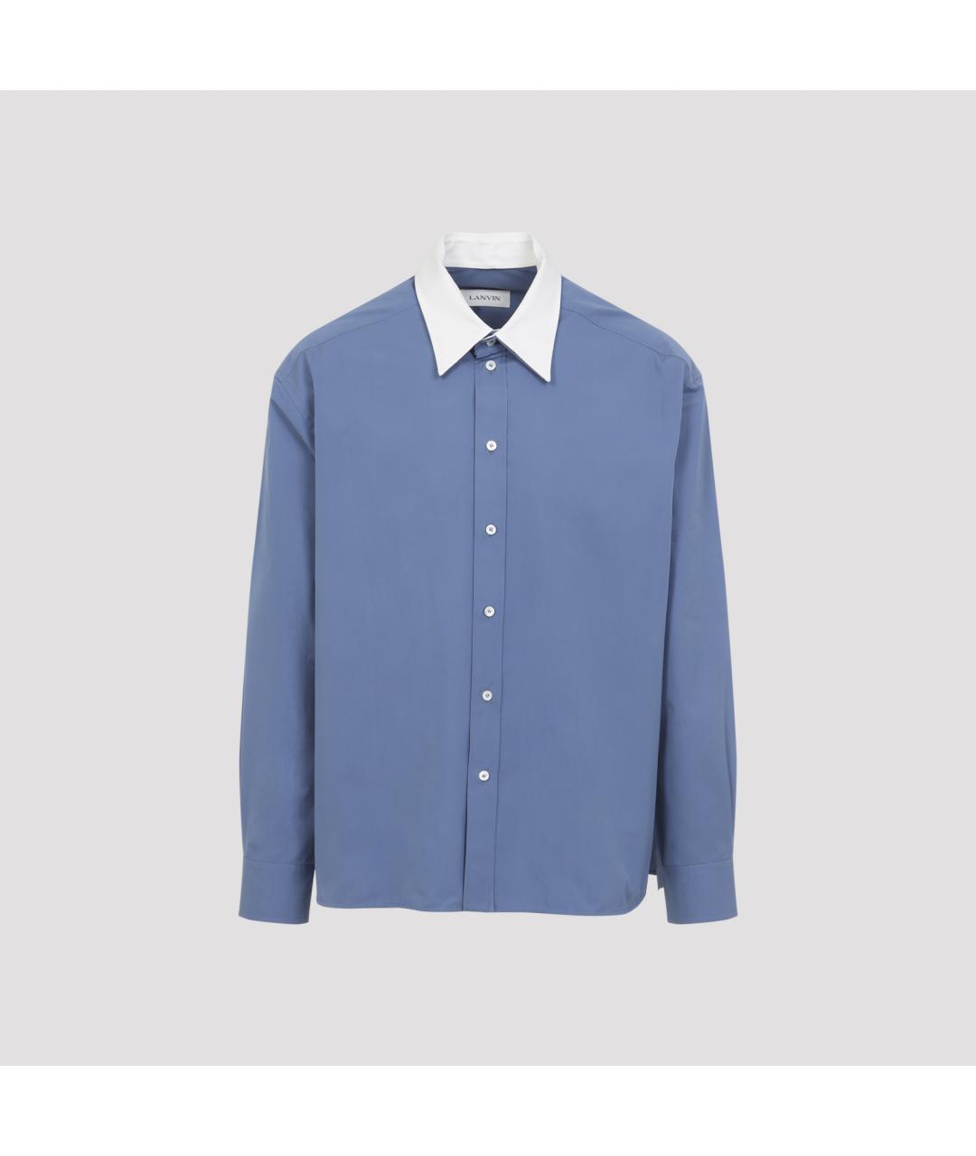 LANVIN Синяя хлопковая кэжуал рубашка, фото 2