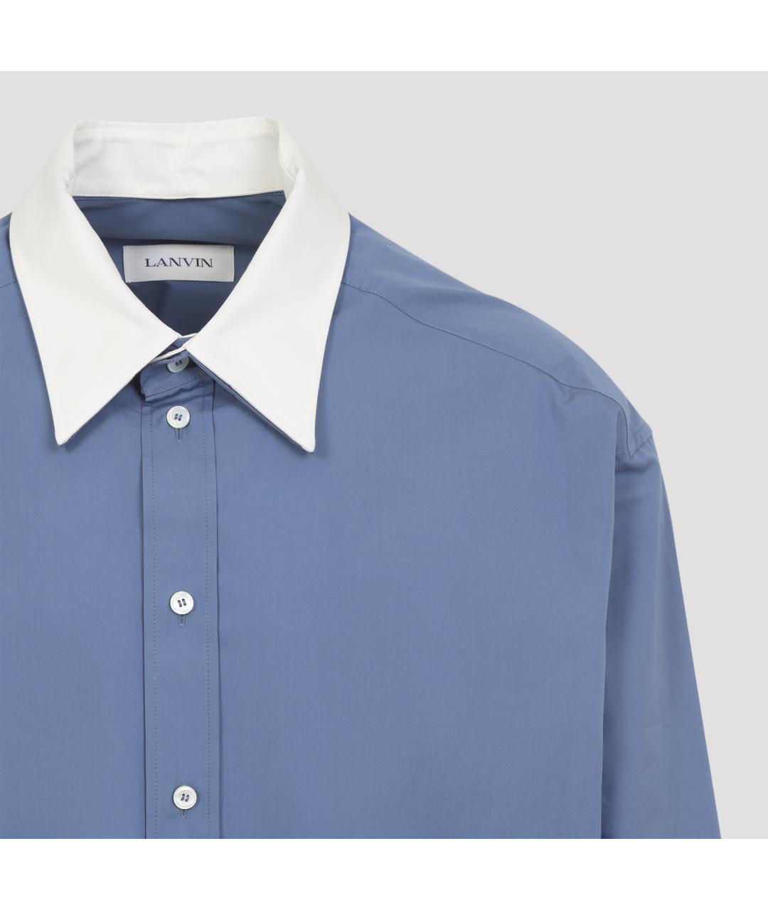 LANVIN Синяя хлопковая кэжуал рубашка, фото 5