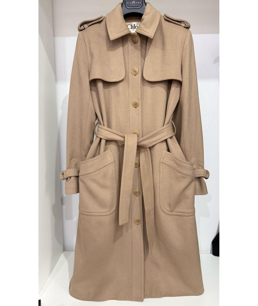CHLOE Бежевое шерстяное пальто, фото 8