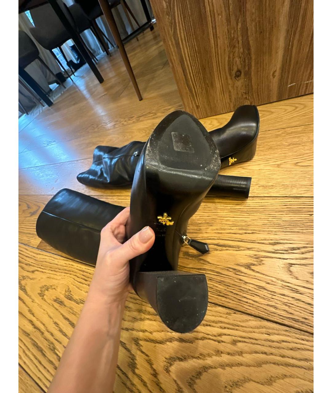 PRADA Черные кожаные сапоги, фото 5