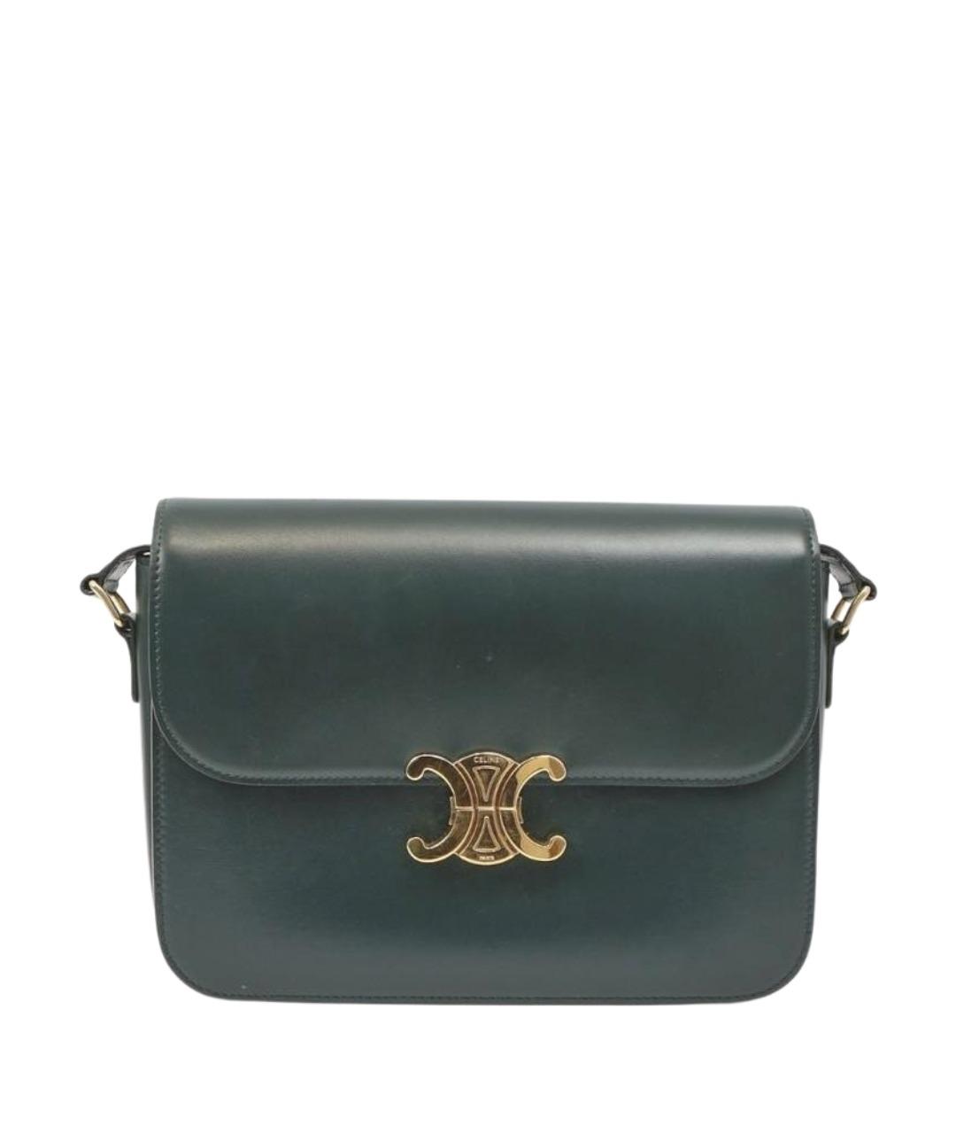 CELINE Зеленая кожаная сумка через плечо, фото 1