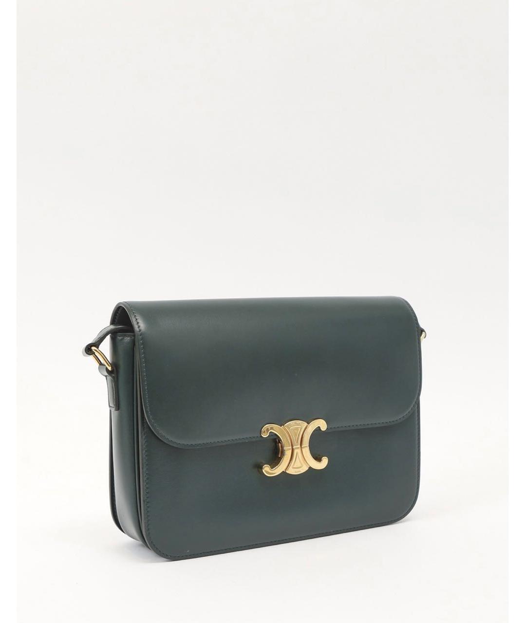 CELINE Зеленая кожаная сумка через плечо, фото 2