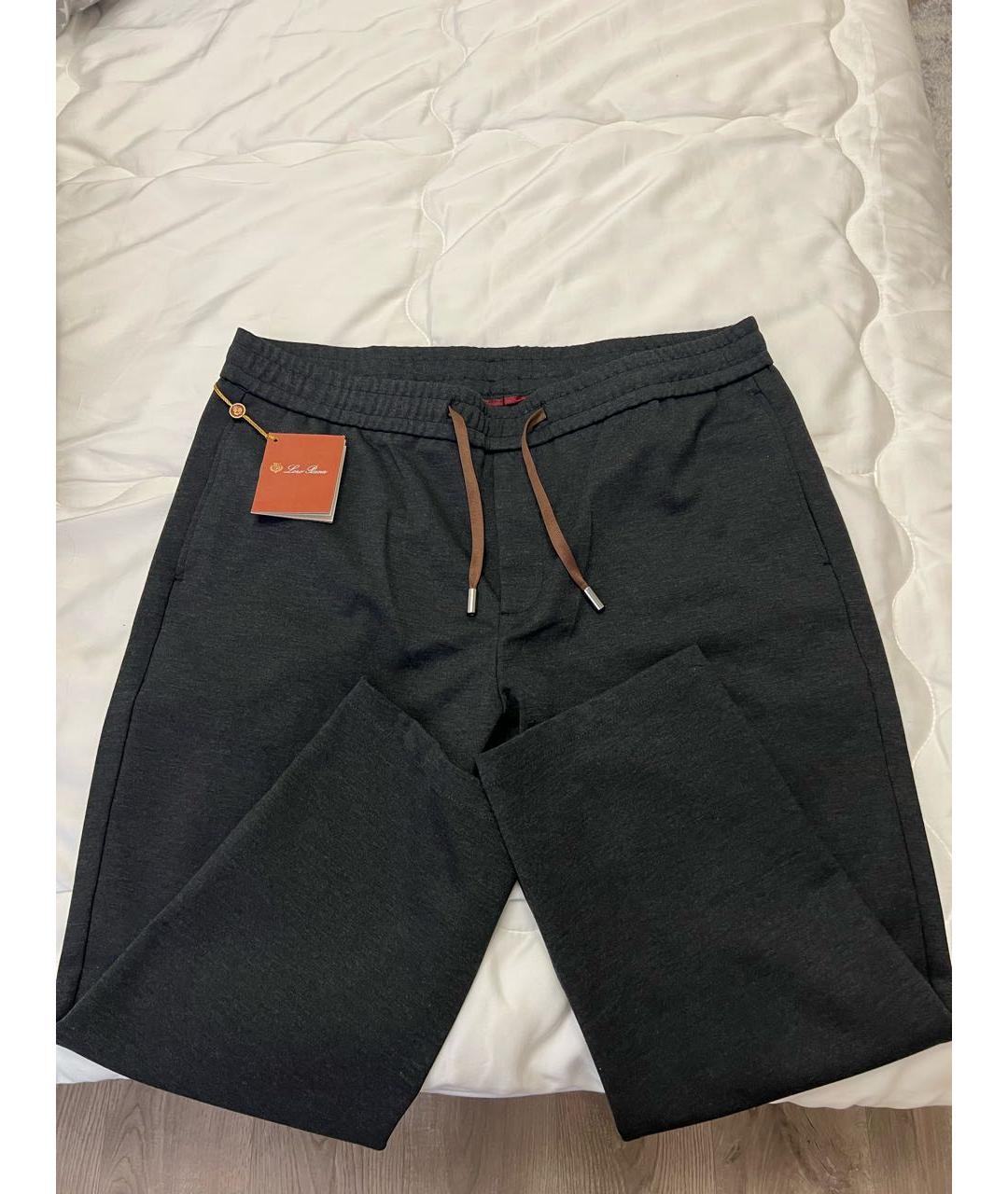 LORO PIANA Серые хлопковые повседневные брюки, фото 2