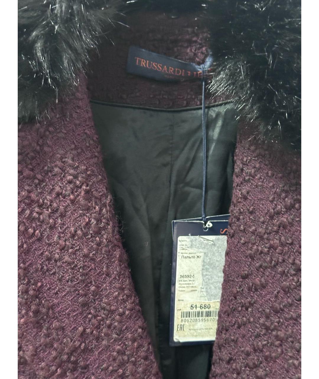 TRUSSARDI JEANS Бордовое полиэстеровое пальто, фото 3