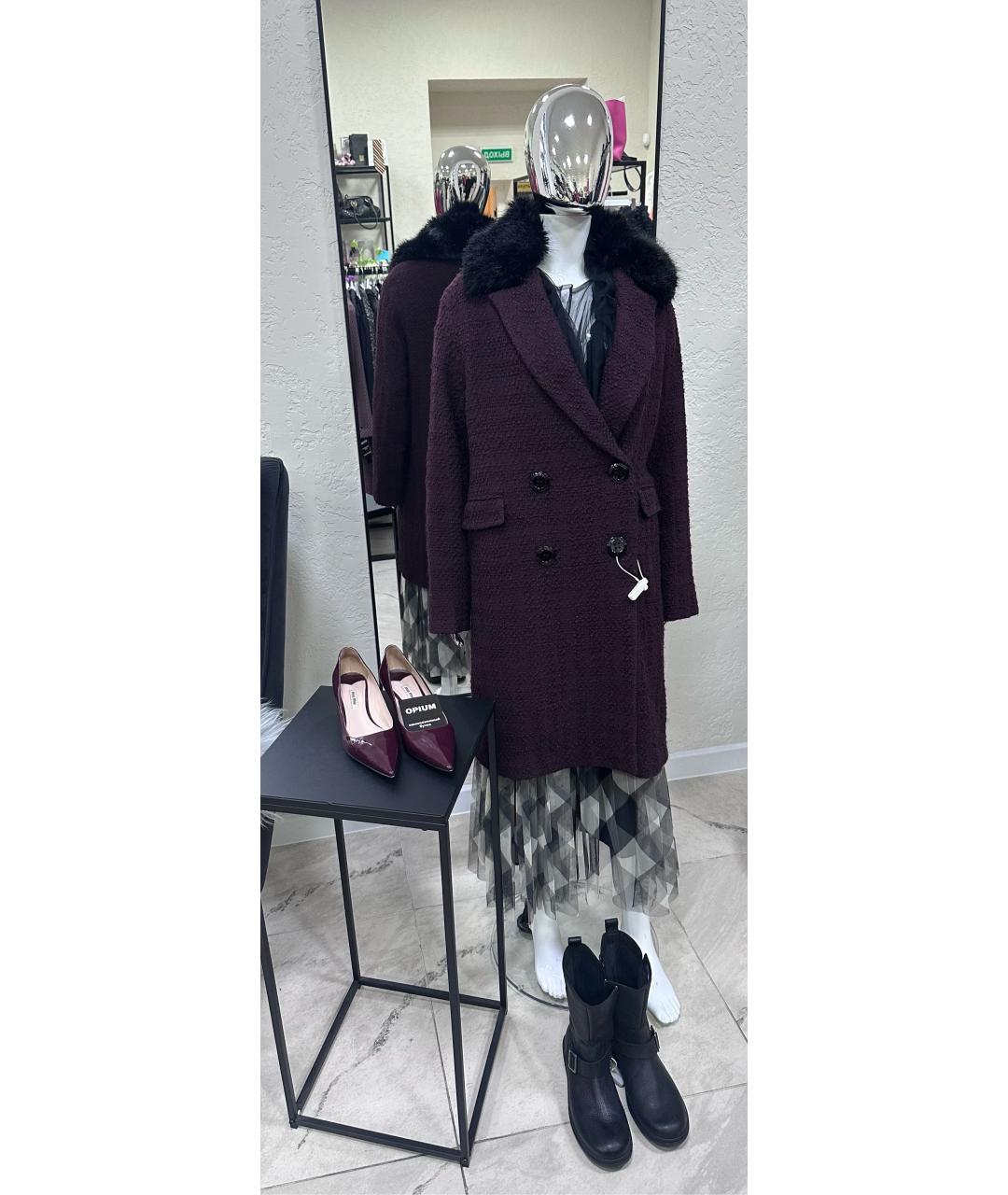 TRUSSARDI JEANS Бордовое полиэстеровое пальто, фото 7