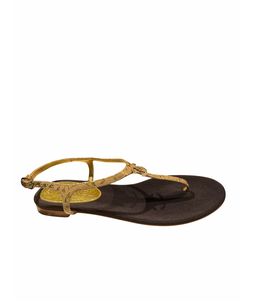 CHANEL PRE-OWNED Золотые текстильные сандалии, фото 1