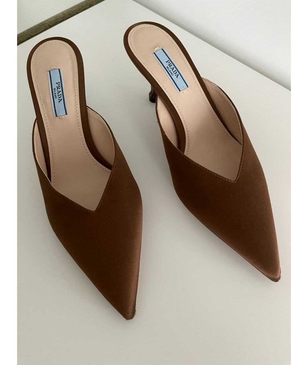 PRADA Коричневые текстильные мюли, фото 2