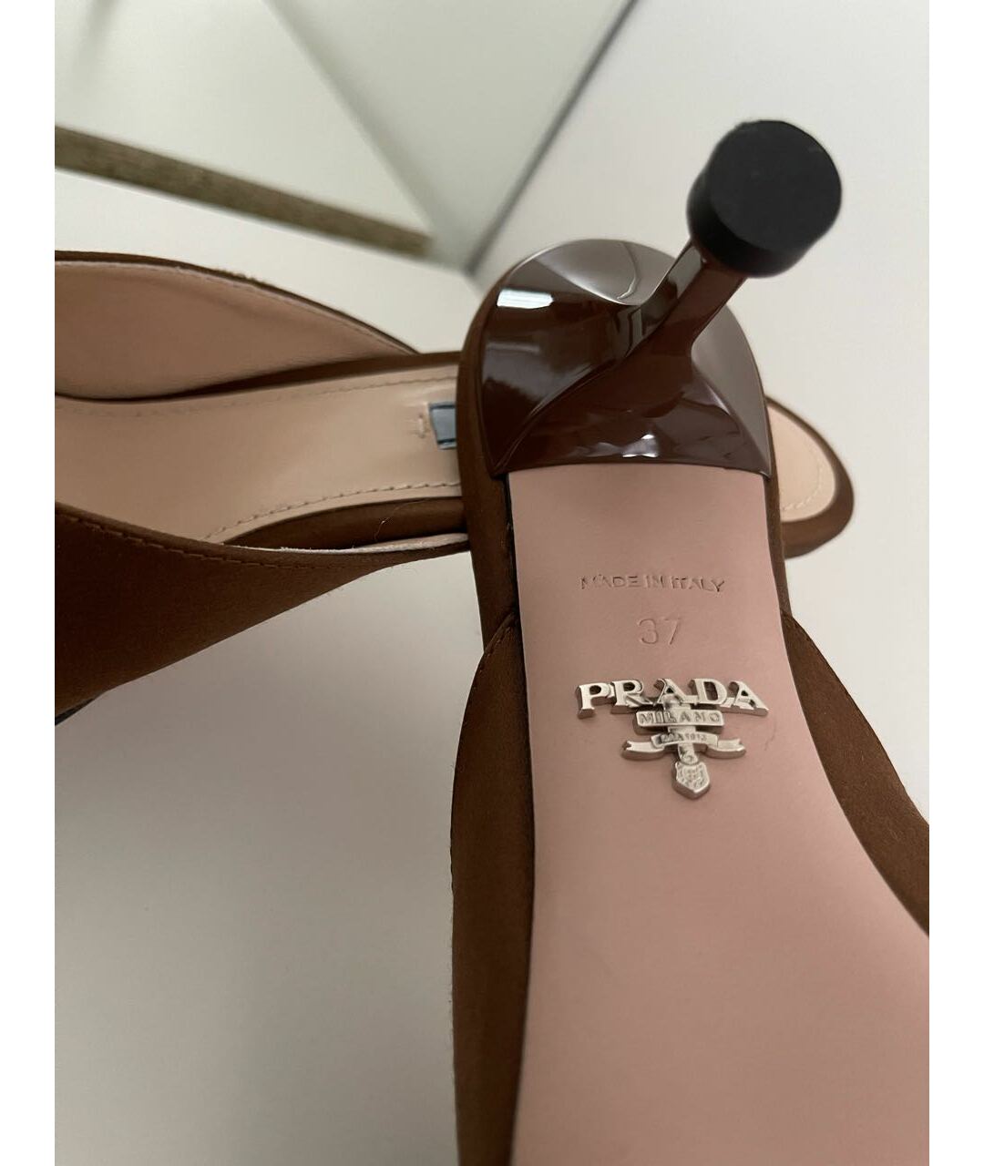 PRADA Коричневые текстильные мюли, фото 4