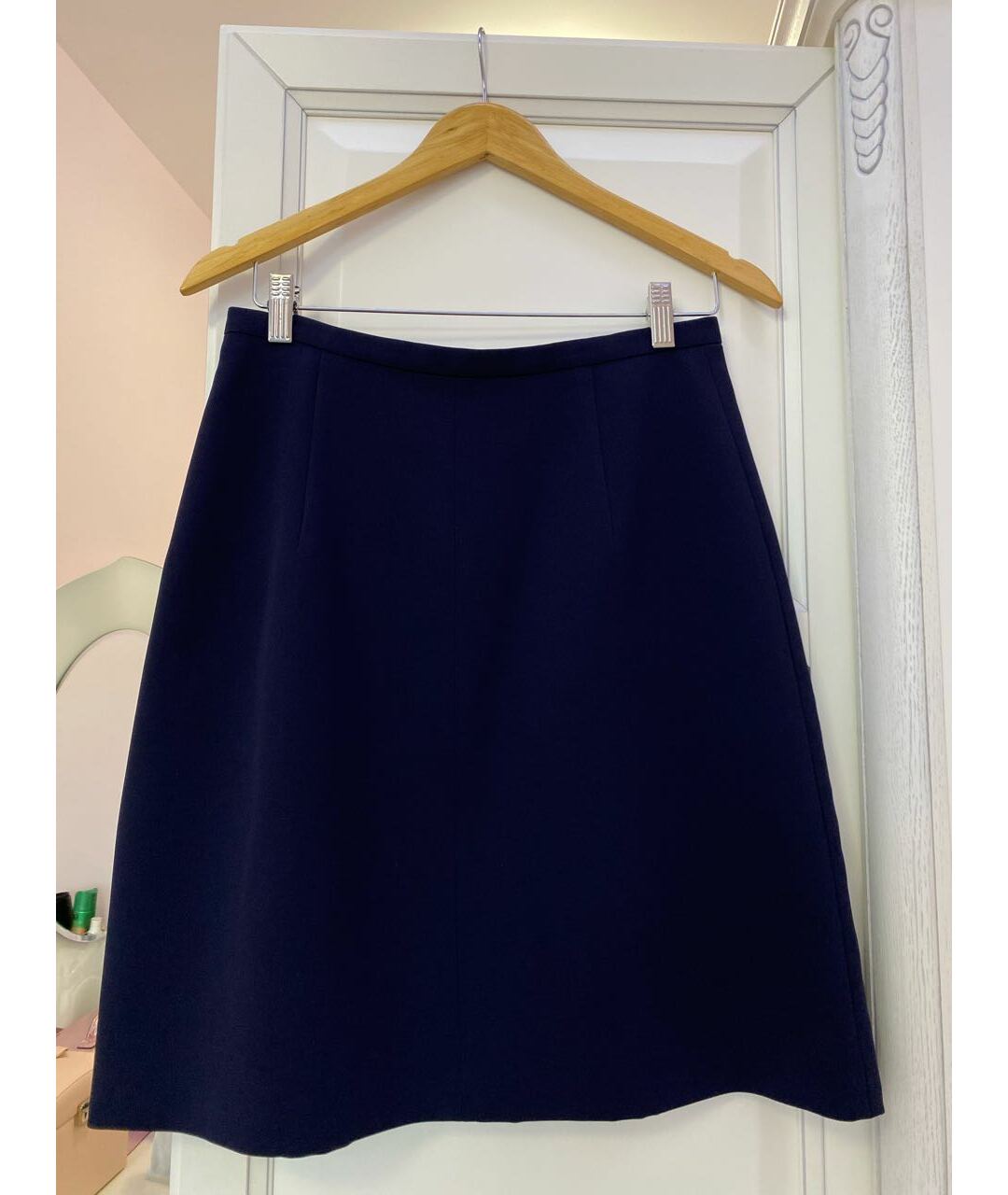 MAX MARA STUDIO Темно-синяя вискозная юбка миди, фото 2