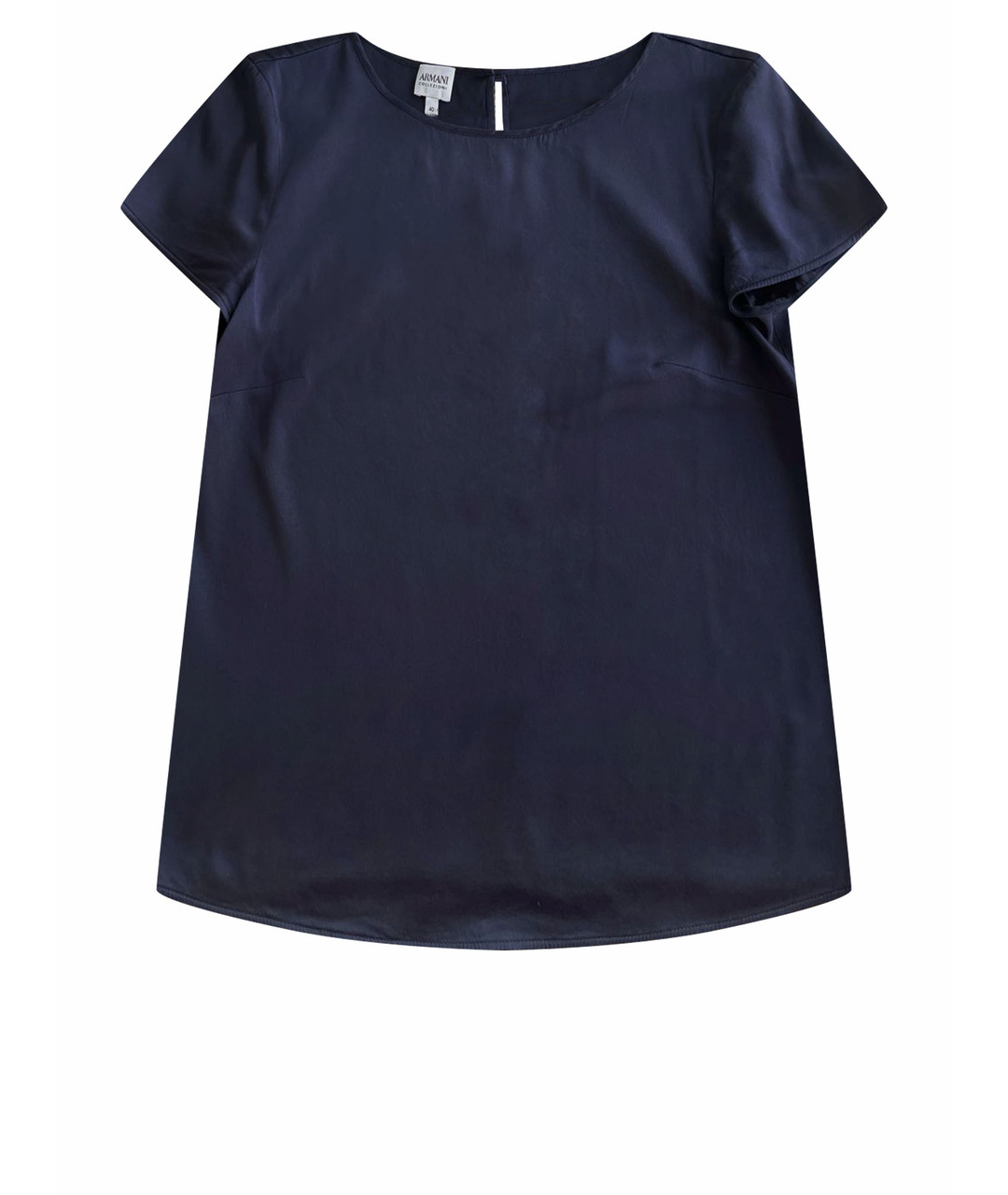 ARMANI COLLEZIONI Темно-синяя шелковая футболка, фото 1