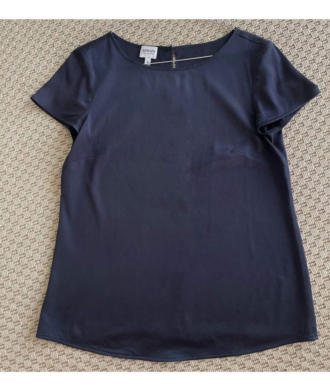 ARMANI COLLEZIONI Темно-синяя шелковая футболка, фото 6