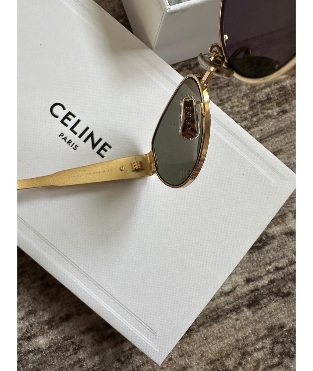 CELINE Золотые металлические солнцезащитные очки, фото 7