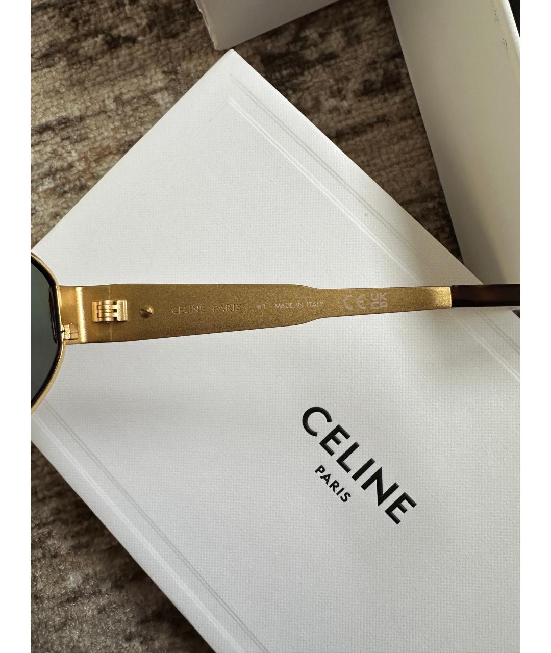 CELINE Золотые металлические солнцезащитные очки, фото 8