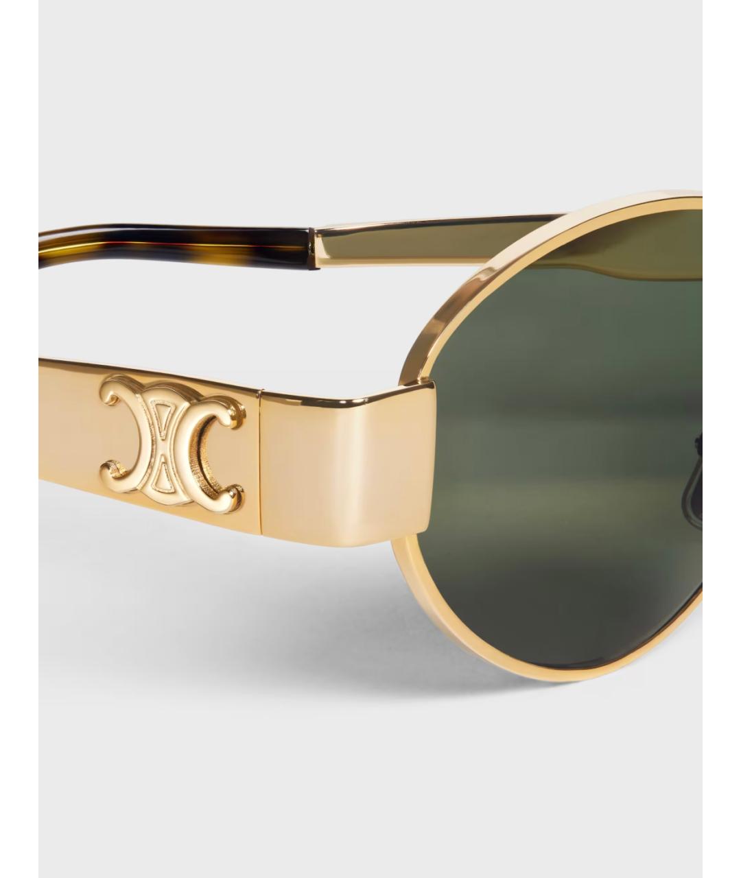 CELINE Золотые металлические солнцезащитные очки, фото 3