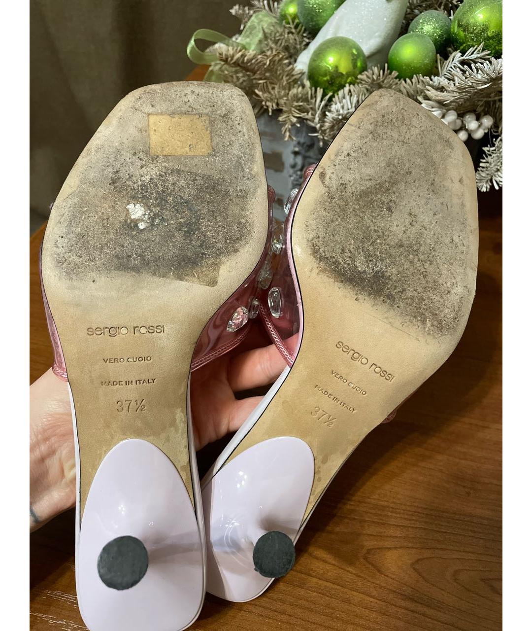 SERGIO ROSSI Розовые мюли, фото 8