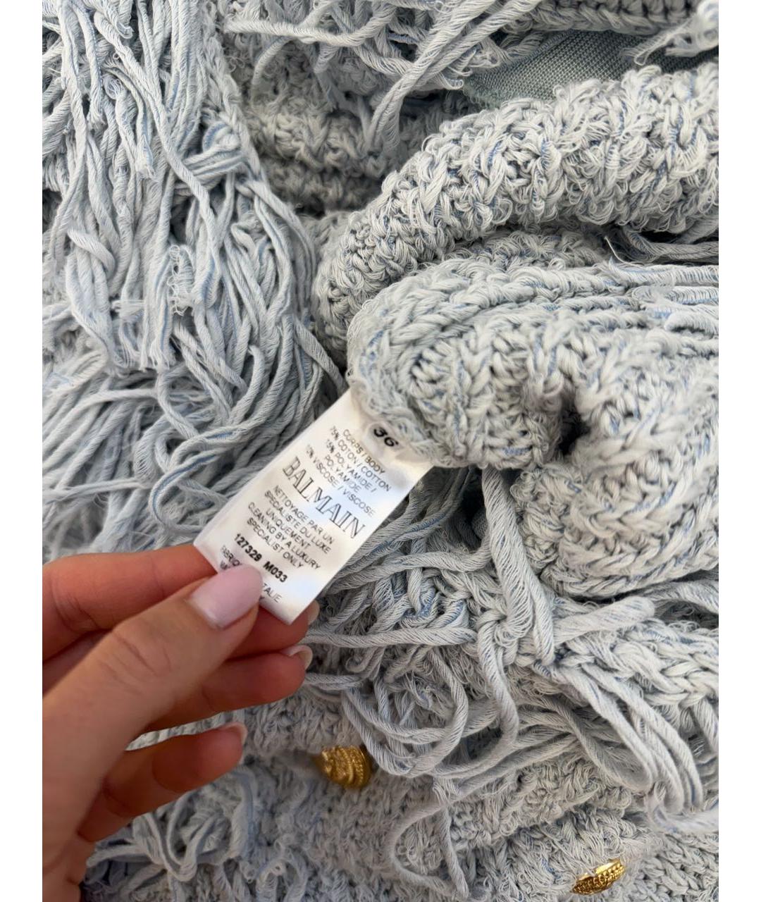 BALMAIN Голубой хлопковый жакет/пиджак, фото 4