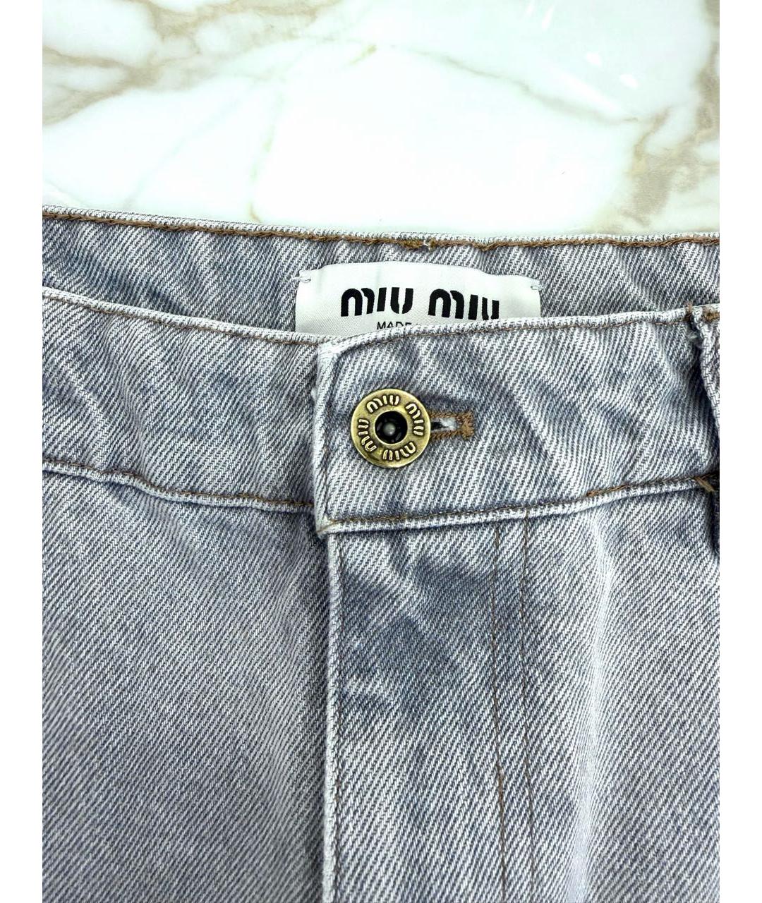 MIU MIU Серая хлопковая юбка мини, фото 4