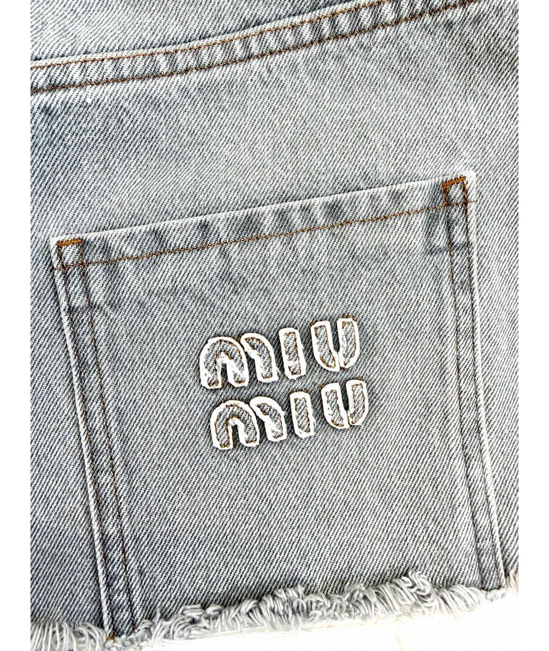 MIU MIU Серая хлопковая юбка мини, фото 3