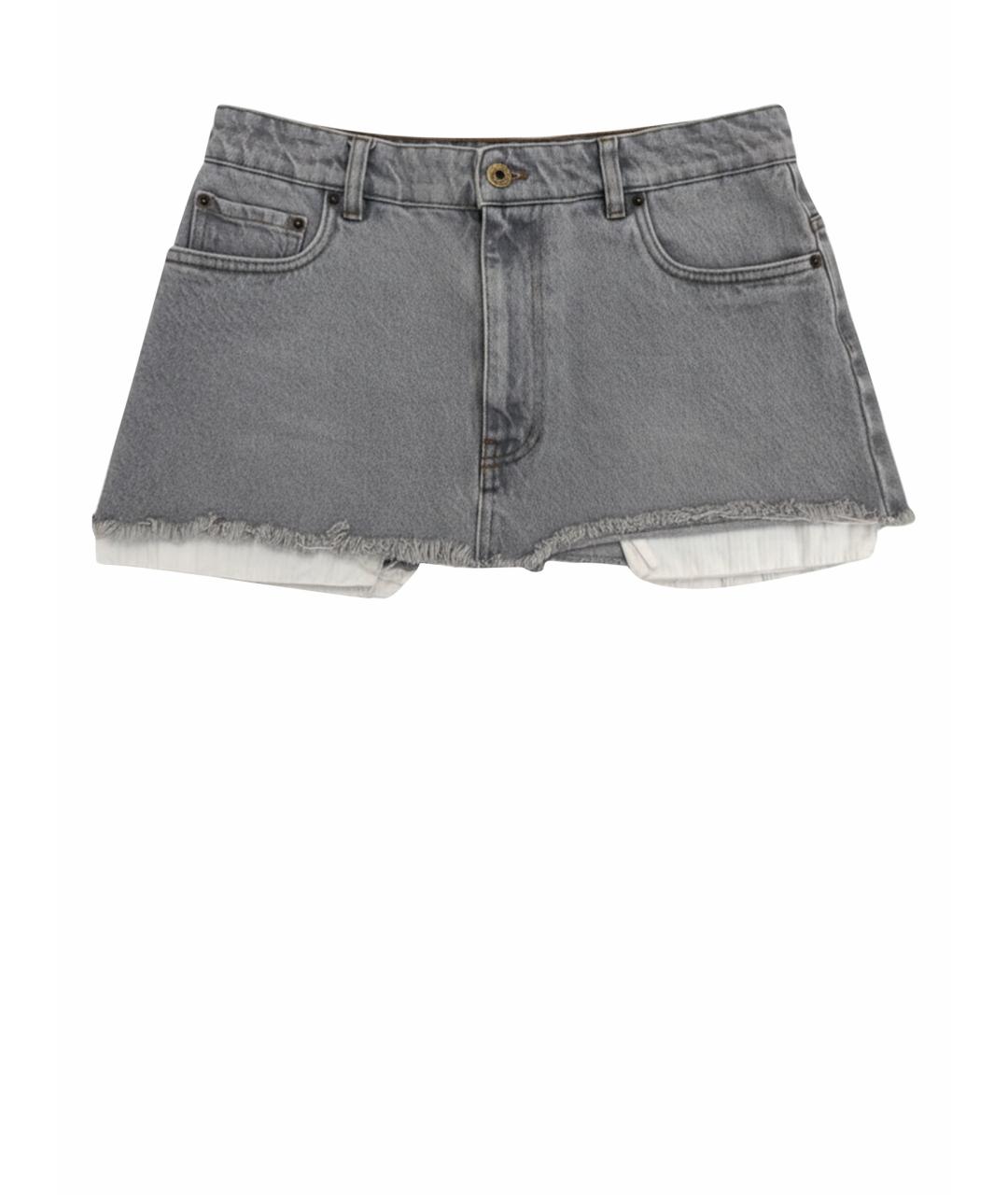 MIU MIU Серая хлопковая юбка мини, фото 1