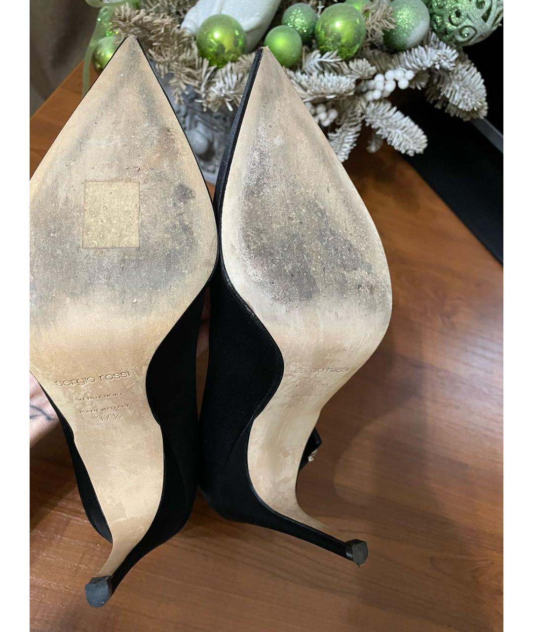 SERGIO ROSSI Черные текстильные туфли, фото 8