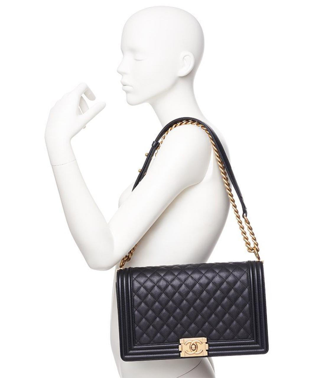 CHANEL Черная кожаная сумка через плечо, фото 8