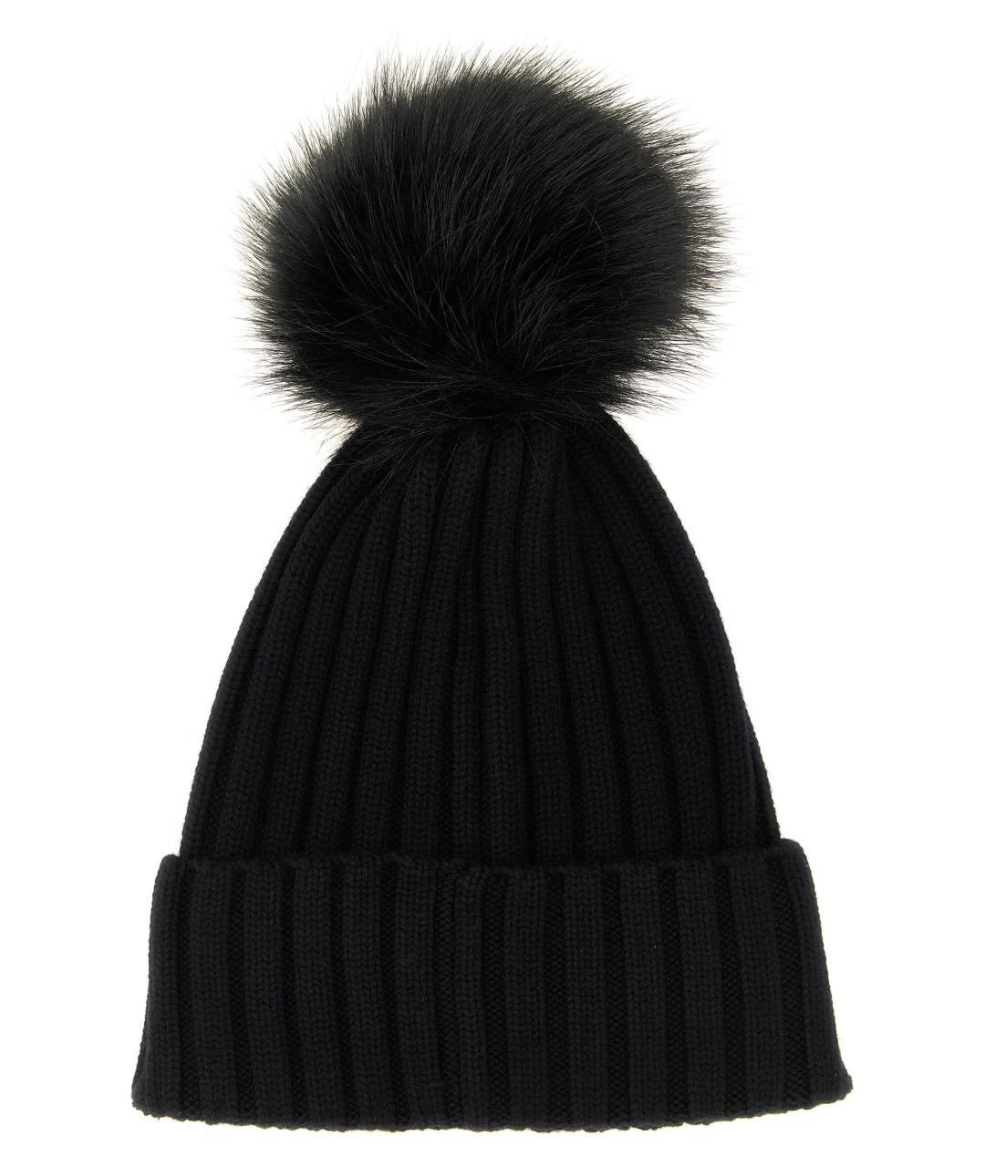 MONCLER Черная шерстяная шапка, фото 2