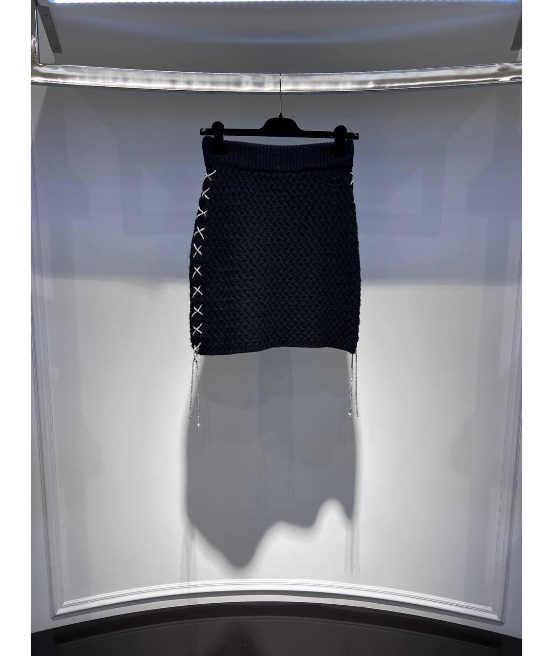 GIUSEPPE DI MORABITO Черная шерстяная юбка миди, фото 3