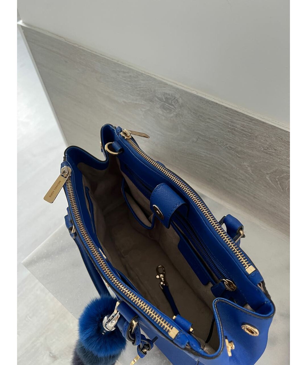 MICHAEL KORS Синяя кожаная сумка тоут, фото 4
