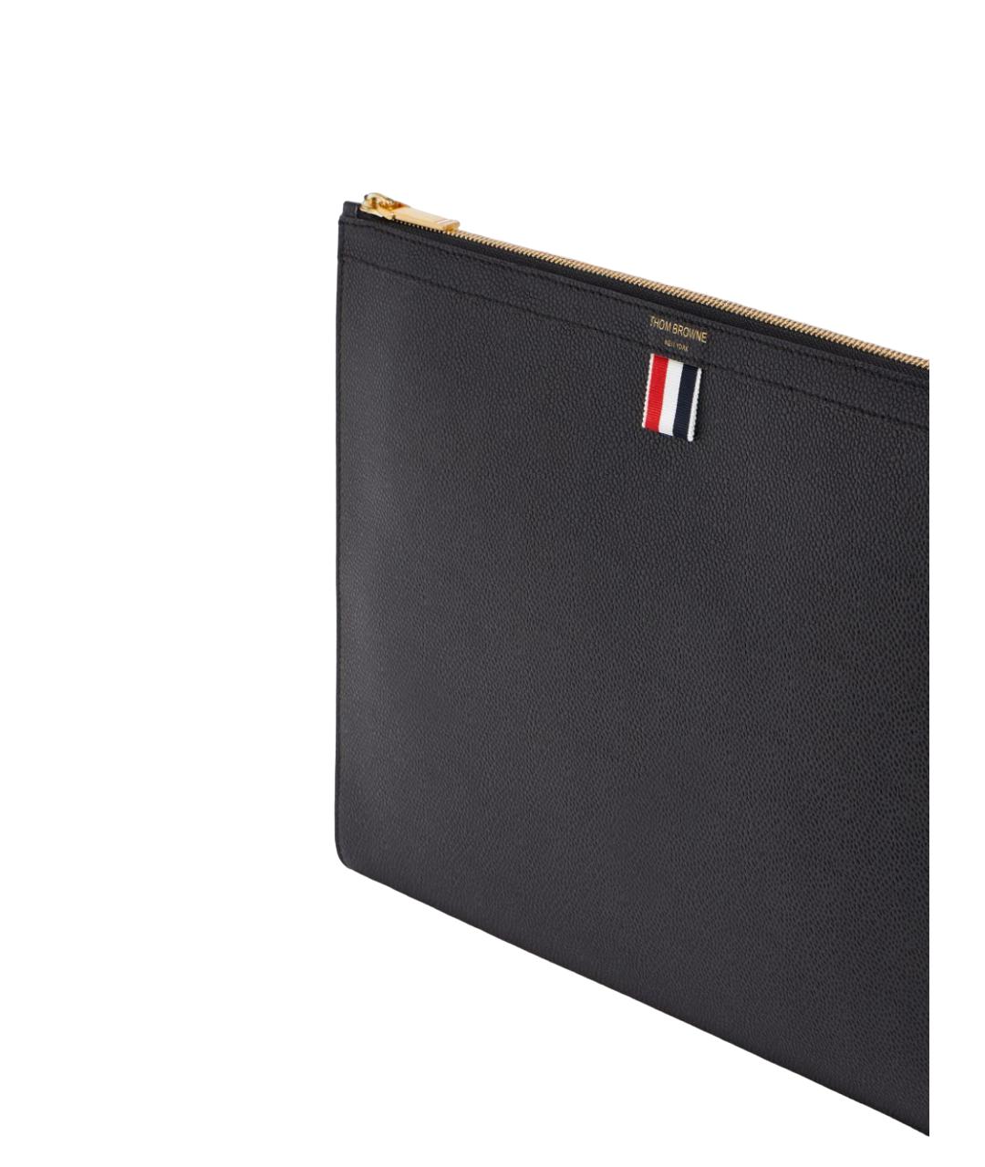 THOM BROWNE Черный кожаный кошелек, фото 3