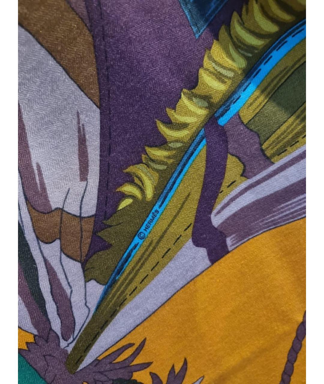 HERMES Зеленый кашемировый платок, фото 3