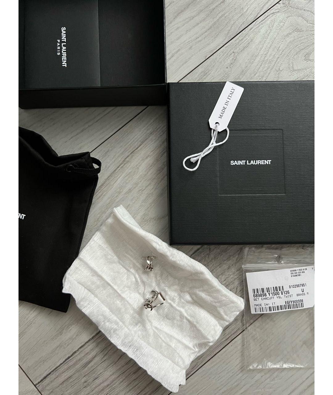 SAINT LAURENT Серебряные латунные серьги, фото 4