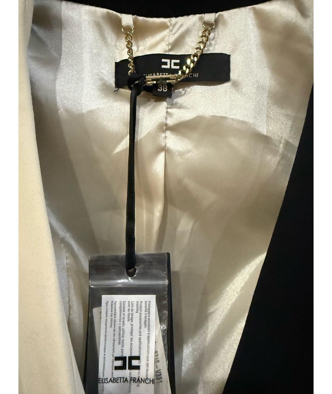 ELISABETTA FRANCHI Черный вискозный жакет/пиджак, фото 3