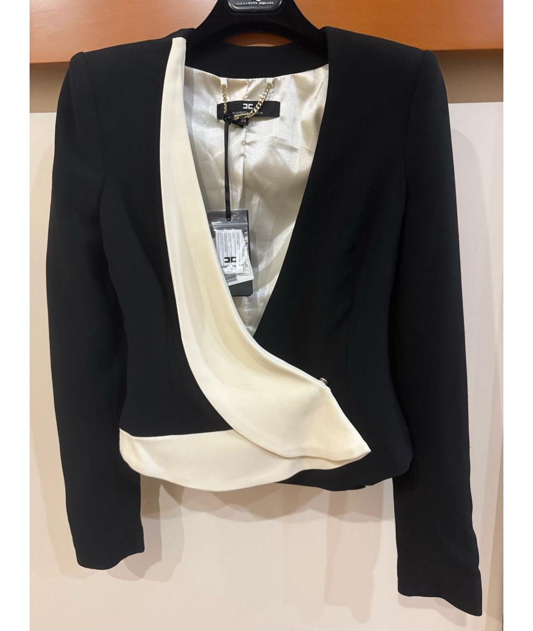 ELISABETTA FRANCHI Черный вискозный жакет/пиджак, фото 9