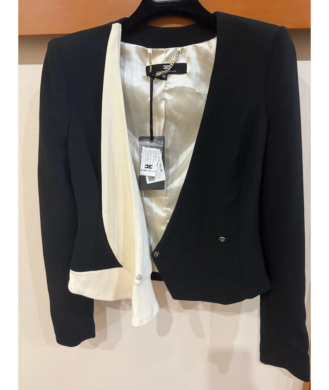 ELISABETTA FRANCHI Черный вискозный жакет/пиджак, фото 4