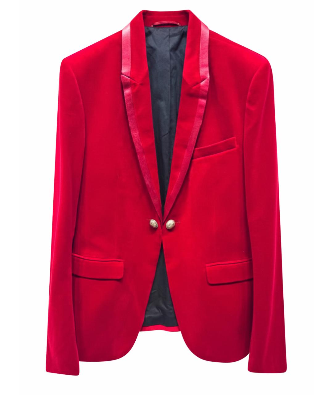 BALMAIN Бордовый велюровый пиджак, фото 1