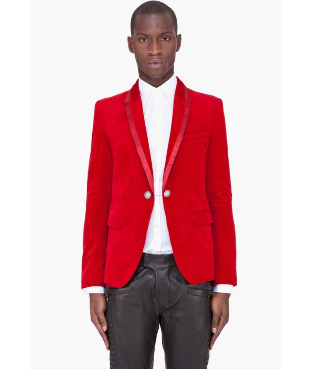 BALMAIN Бордовый велюровый пиджак, фото 2