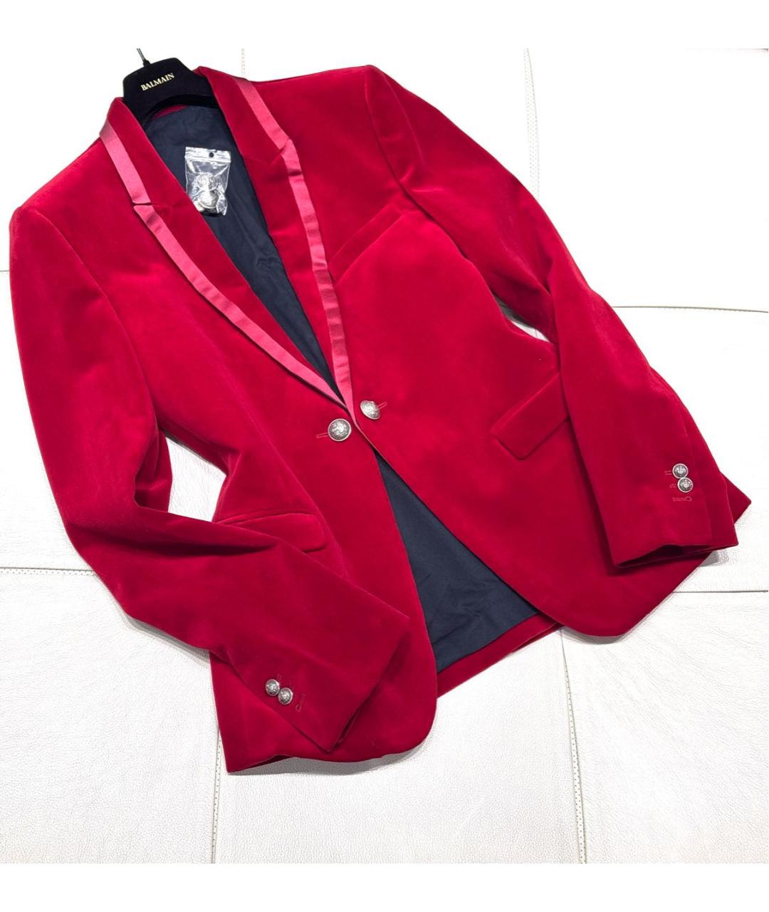 BALMAIN Бордовый велюровый пиджак, фото 6