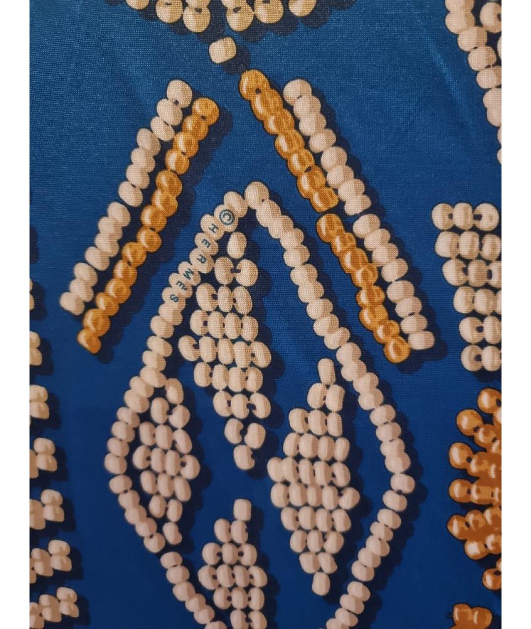 HERMES Синий шелковый платок, фото 3