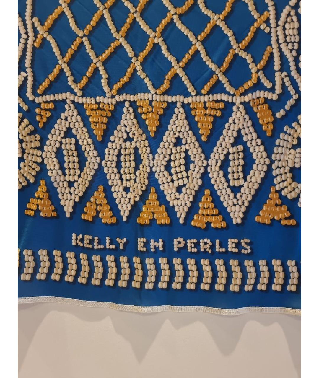 HERMES Синий шелковый платок, фото 4