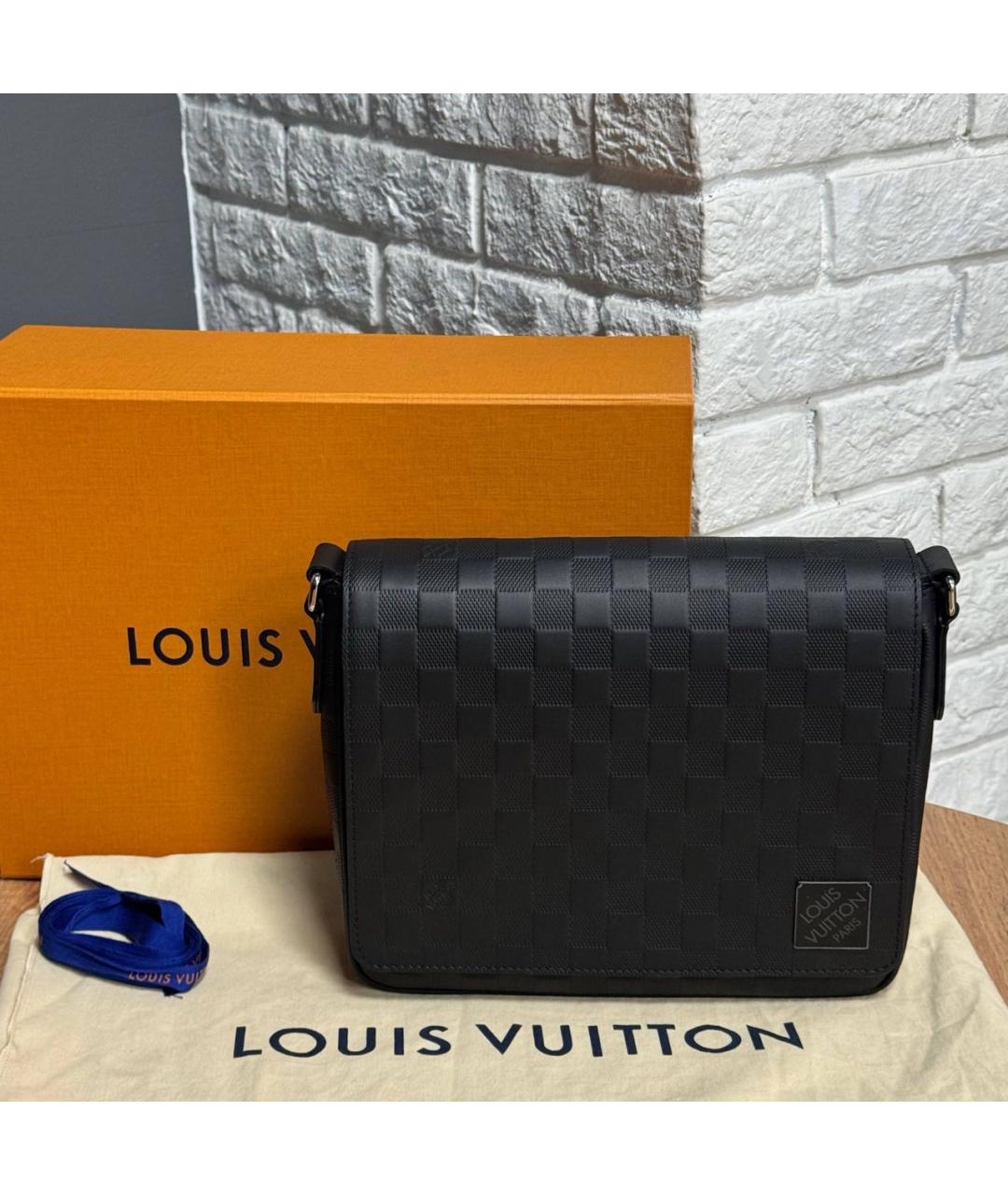 LOUIS VUITTON Черная кожаная сумка на плечо, фото 4