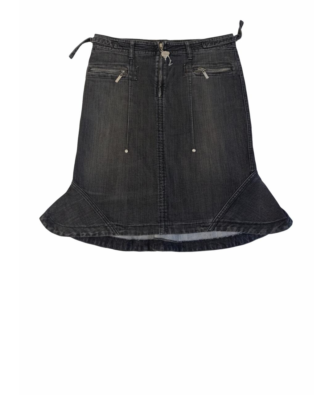 JUST CAVALLI Серая деним юбка миди, фото 1