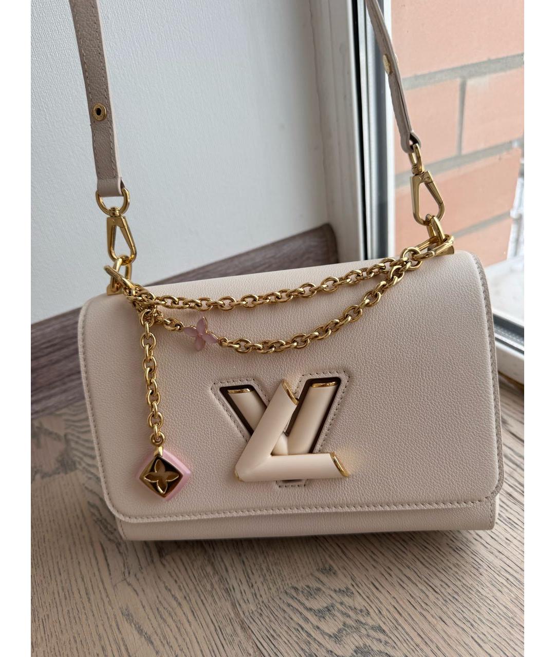 LOUIS VUITTON Бежевая кожаная сумка через плечо, фото 7