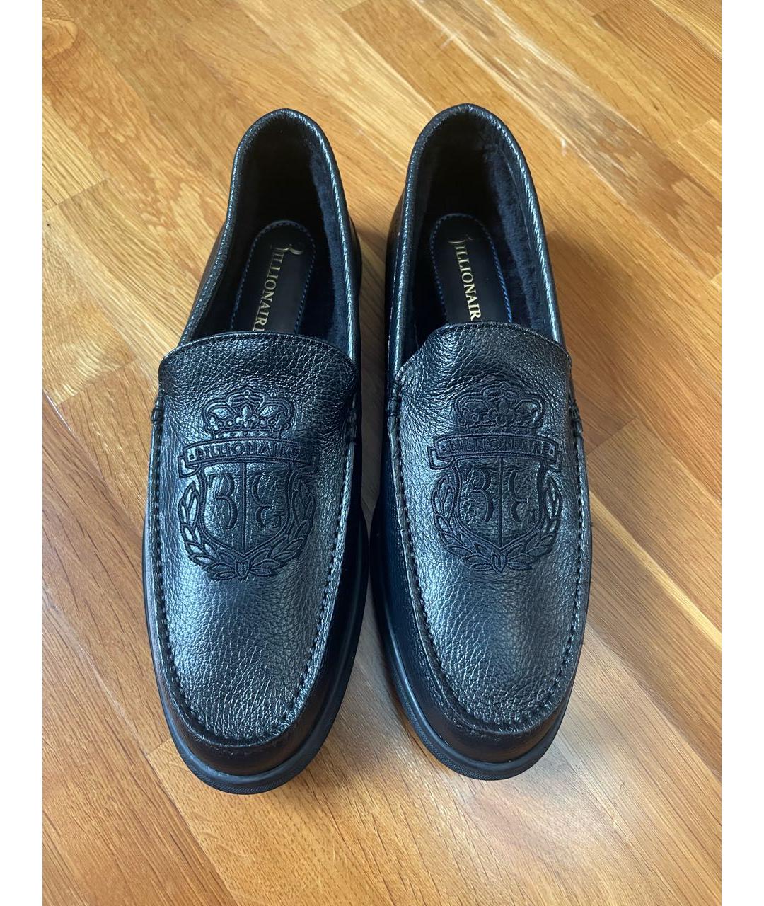 BILLIONAIRE Черные кожаные мокасины, фото 2