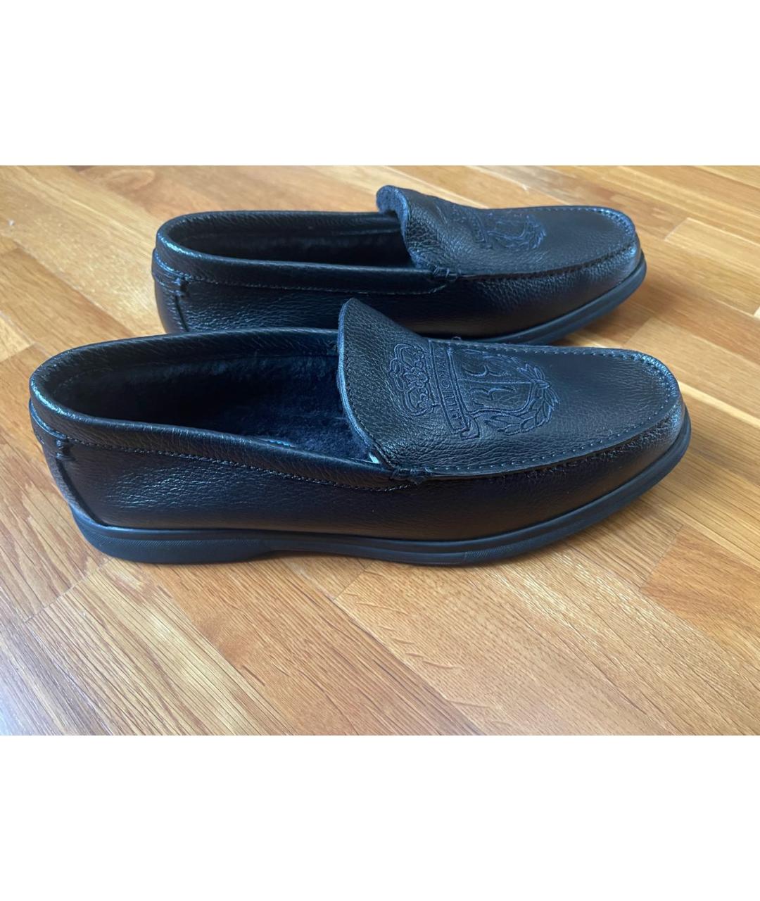 BILLIONAIRE Черные кожаные мокасины, фото 4