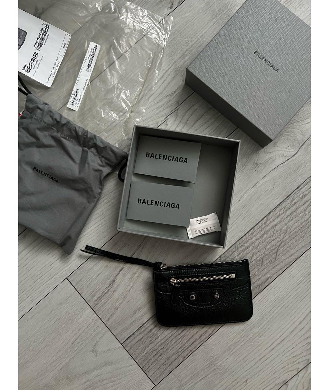 BALENCIAGA Черный кожаный кардхолдер, фото 5