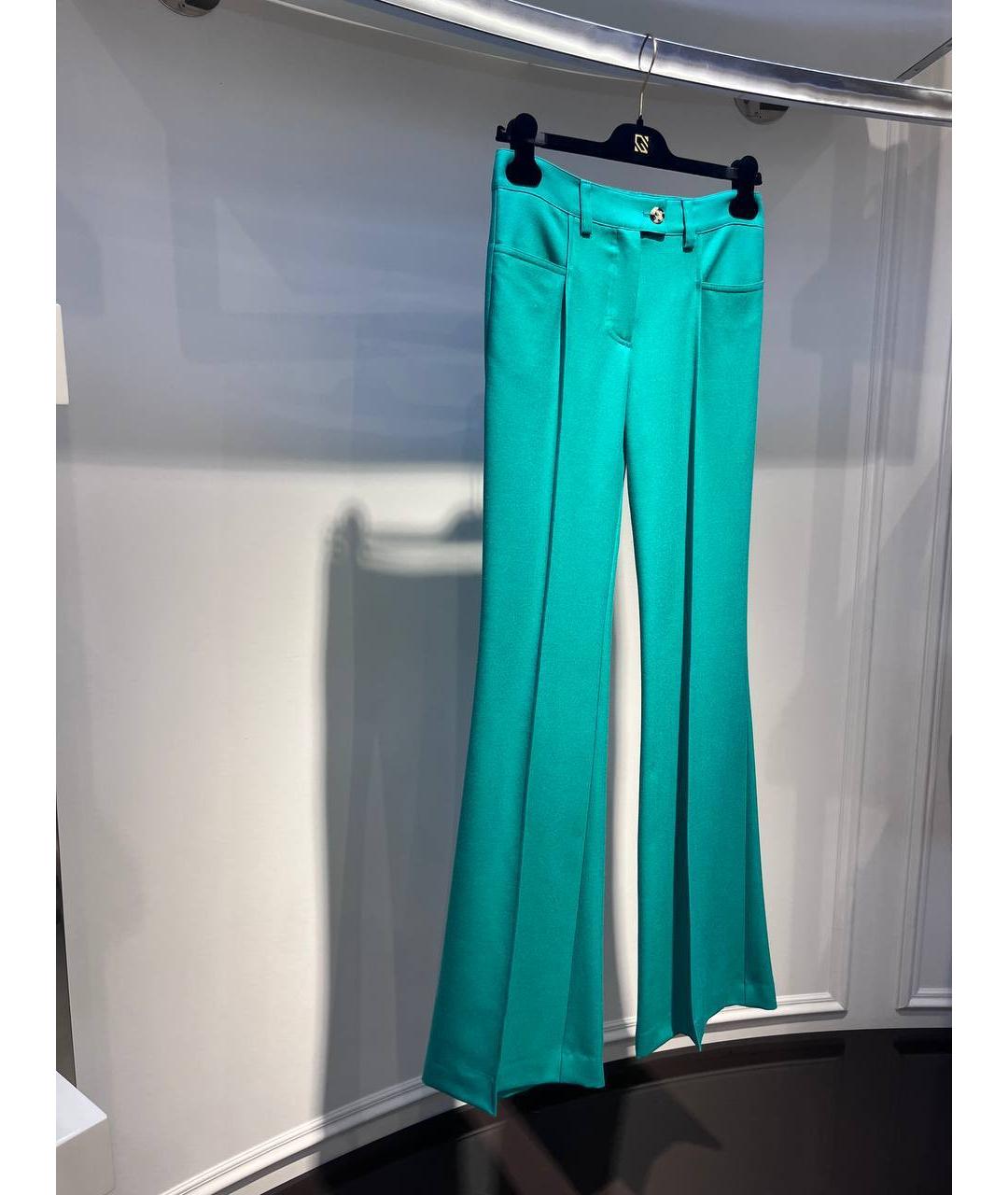 GIUSEPPE DI MORABITO Бирюзовые вискозные брюки широкие, фото 2