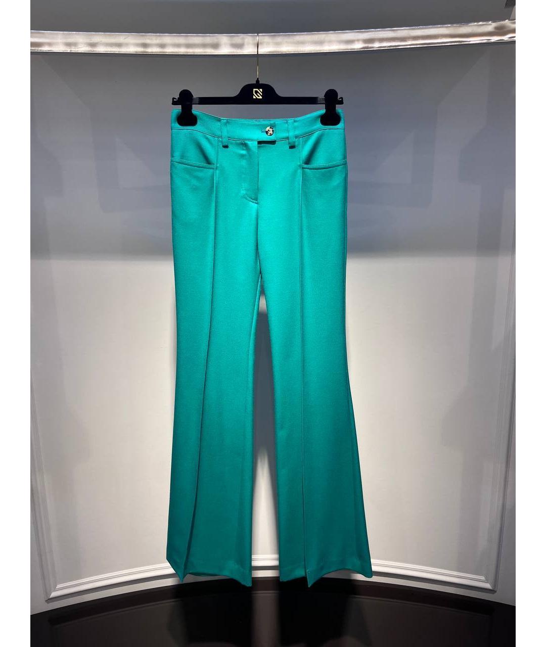 GIUSEPPE DI MORABITO Бирюзовые вискозные брюки широкие, фото 4