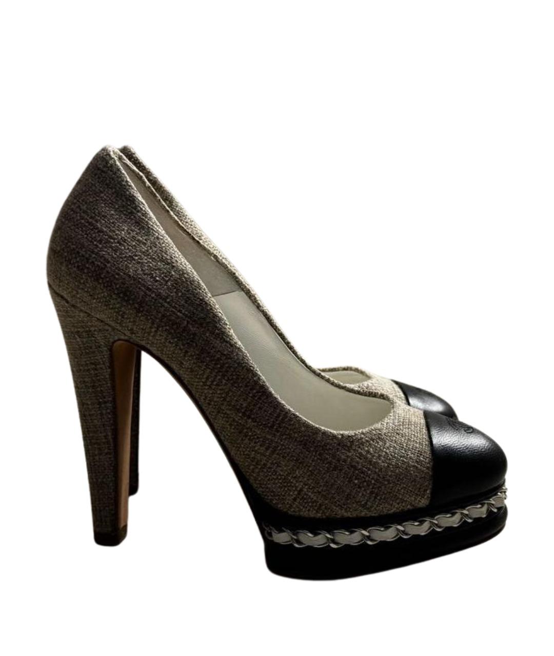 CHANEL Бежевые текстильные туфли, фото 1