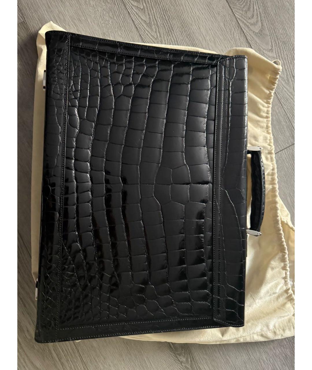 BRIONI Черный портфель из экзотической кожи, фото 2