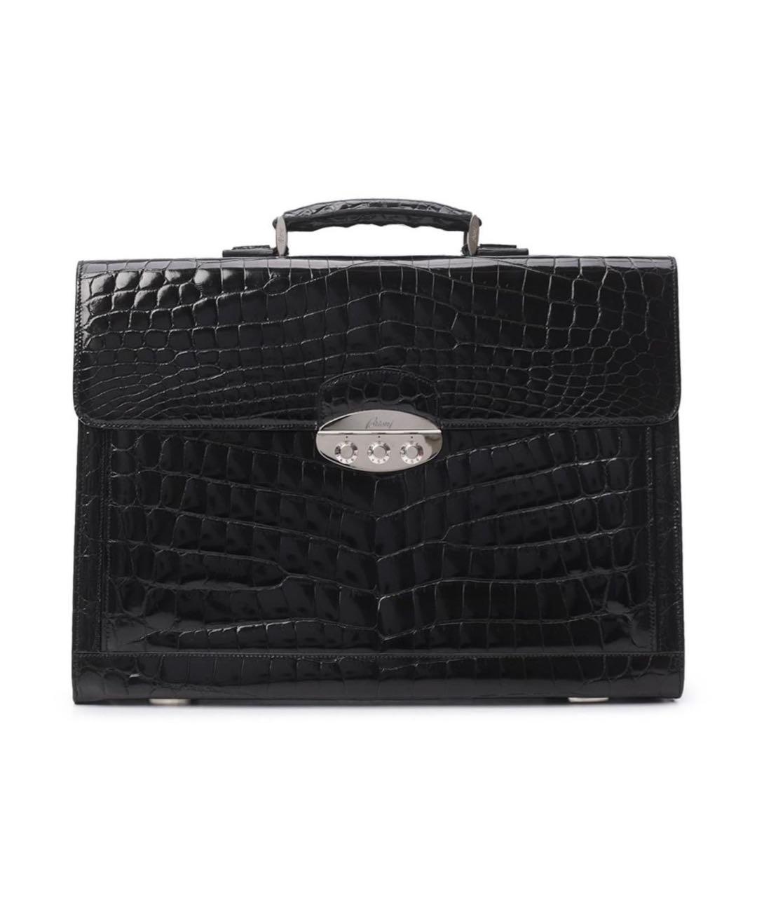 BRIONI Черный портфель из экзотической кожи, фото 1